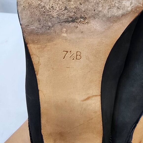 Gino Morganti Women's 7.5 Vintage Black Suede Slip-On Mules Heels - Picture 6 of 8